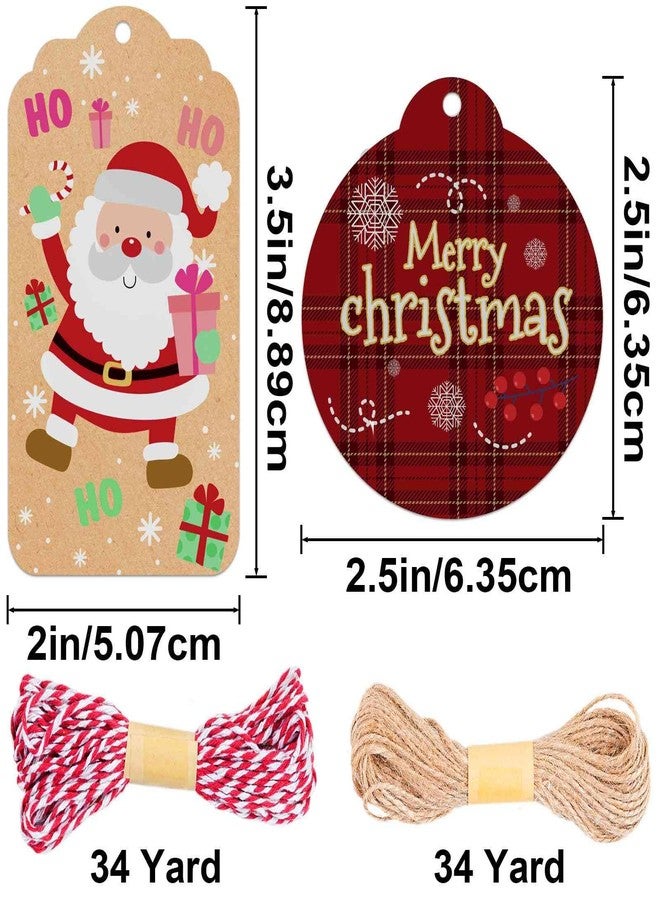 Dreecy Christmas Tags for Gifts, 15 Designs Kraft Paper Christmas Gift Tags with String Hanging Name Tag Labels for Christmas Gift Wrap, DIY Arts and Crafts, Christmas Party(2 x 3.5 Inch) - Image 2